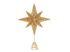 LAALU Hviezda na vianočný stromček zlatá kovová 30,5 cm