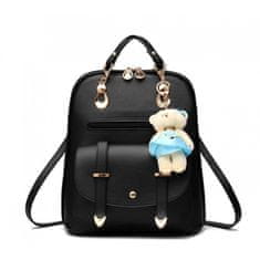 eCarla Elegantný koženkový batoh s medvedíkom Carles PL29CZ, čierny
