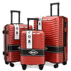 Rogal Červená sada extravagantných škrupinových kufrov "Shiny" - veľ. M, L, XL