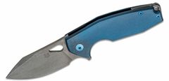 Fox Knives FX-527 TI /VOX YARU FOLDING KNIFE - ACID STONEWASHED CPM-S90V BLADE - BLUE ANODIZED TITA