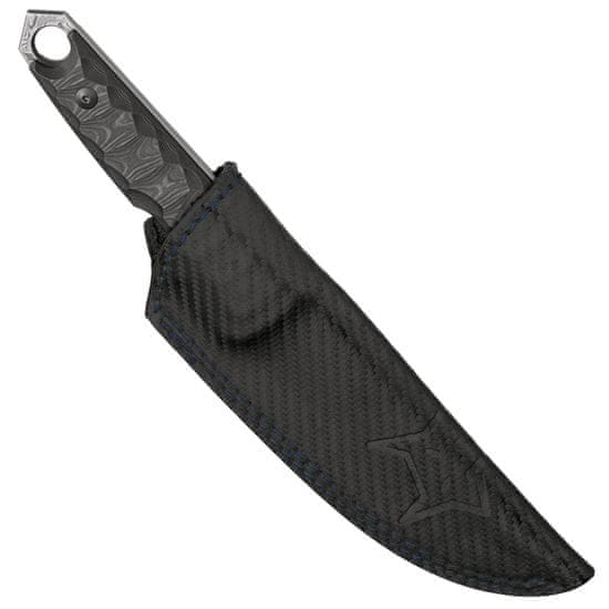 Fox Knives FX-634 DCFB RYU TATICAL TANTO FIXED BLADE KNIFE - HARRINGBONE DAMASCO BLADE,CARBON FIBER