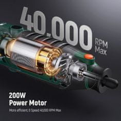 Depstech DM-200A sada akumulátorového rotačného náradia, 220V , 10000–40000 ot/min, 128 ks príslušenstva