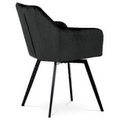 Autronic - Jedálenská stolička, poťah čierna zamatová látka, kovové nohy, čierny matný lak - DCH-425 BK4