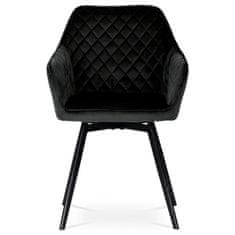 Autronic - Jedálenská stolička, poťah čierna zamatová látka, kovové nohy, čierny matný lak - DCH-425 BK4
