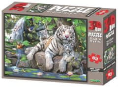Prime 3D Puzzle Bieli tigre bengálski 3D 63 dielikov