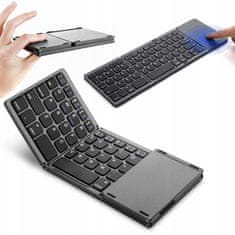 Farrot Prenosná BT mini klávesnica B033 dobíjacia, skladacia, pre iPad Mobilný telefón Stolný Laptop Sivá