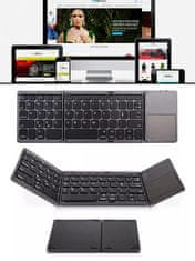 Farrot Prenosná BT mini klávesnica B033 dobíjacia, skladacia, pre iPad Mobilný telefón Stolný Laptop Sivá