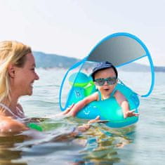 Netscroll Plavecký kruh pre dojčatá a batoľatá so strieškou, detský kruh do vody so strieškou proti slnku a teplu, FloatyBaby, modrá