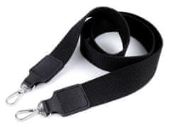 Textilné ucho / popruh na tašku s karabínami šírka 3,8 cm - čierna nikel