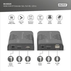 Digitus DS-55529 HDMI KVM IP Extender sada, Full HD, 60 Hz, 120m, čierna