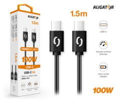 Aligator Dátový kábel POWER 100W, USB-C/USB-C 5A, 1,5m čierny