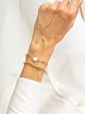 Marc Malone Pozlátený dvojitý náramok s perlami Dakota White Bracelet MCB23044G