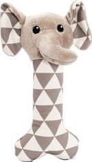 HipHop Dog Plátěná kost s hlavou slona, se zvukem, 24 cm, krémová/šedá, HipHop
