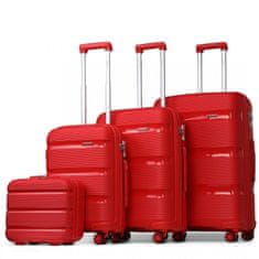 KONO Tmavočervená sada prémiových plastových kufrov "Majesty" - veľ. S, M, L, XL
