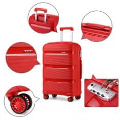 KONO Tmavočervená sada prémiových plastových kufrov "Majesty" - veľ. S, M, L, XL