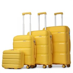 KONO Žltá sada prémiových plastových kufrov "Majesty" - veľ. S, M, L, XL