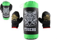 Teddies Boxovacie vrece s rukavicami pre deti - čierna, zelená