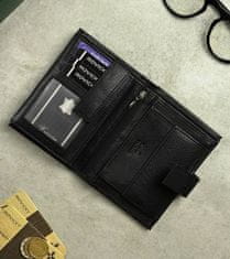 RONALDO Pánska kožená peňaženka strednej veľkosti so zapínaním na cvok