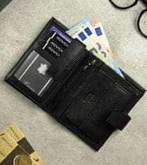 RONALDO Pánska kožená peňaženka strednej veľkosti so zapínaním na cvok
