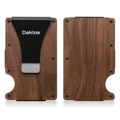 Daklos DAKLOS Wood RFID bezpečnostná drevená mini peňaženka s klipom orech