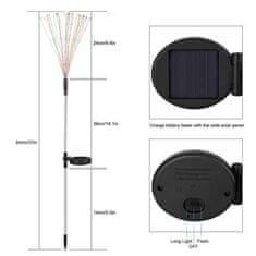Netscroll Solárna svietidlá (90 LED žiaroviek), solárne svetlá vo forme regrátových svetiel, z flexibilného drôtu, tvarujte podľa želania, vodotesné, 2 režimy osvetlenia, pre záhrady, dvory, SolarFireworkLamp