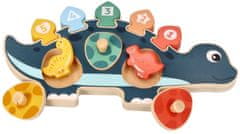 Adam toys Edukační hračka puzzle s čísly, Adam Toys, Dinosaurus maminka - modrý