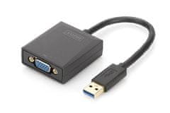 Digitus Adaptér USB 3.0 na VGA, vstupný USB 1080p, výstupný VGA