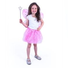 Rappa Detský kostým tutu sukne ružová motýľ s prútikom a krídlami