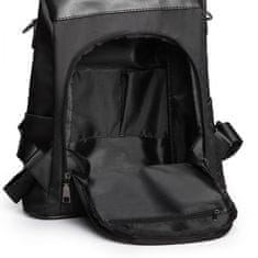 KONO Čierny kožený ruksak s príveskom 2v1 „Famous“