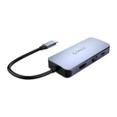 Orico Adaptér Hub 6w1 Orico, HDMI 4K + 3x USB 3.0 + RJ45+ USB-C PD 100W