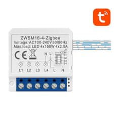 Avatto Chytrý spínací modul ZigBee Avatto ZWSM16-W4 TUYA