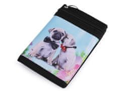 Textilná peňaženka s retiazkou - modrá svetlá psík