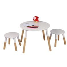 DOCHTMANN Detský stôl s dvoma stoličkami, okrúhly, biely