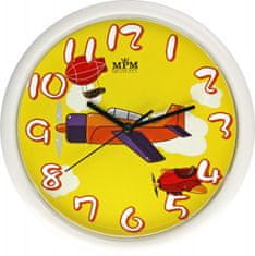 MPM QUALITY Detské nástenné hodiny, 3088.0010.SW - biela/žltá, 25cm