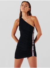 Karl Lagerfeld Čierne dámske minišaty KARL LAGERFELD Elongated Logo Dress XS