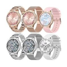 Smart Plus AK53 Luxusné inteligentné hodinky pre ženy - dámske hodinky s diamantovým rámčekom, kovový športový dizajn, vodotesné, monitor zdravia, fitness tracker, funkcia Bluetooth