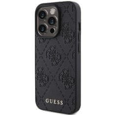 Guess Leather Stamped kryt na iPhone 15 Pro, čierny