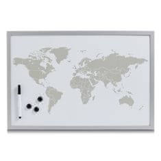 Zeller Magnetická nástenka mapa sveta, šedá, biela 60x40cm