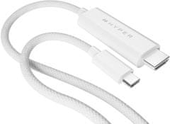 Hyper kábel USB-C- HDMI, 4K, 2.5m, biela