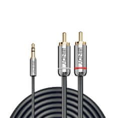 Lindy Kábel 3,5mm stereo/2xCinch M/M 0.5m, sivý, pozl. konektor, Slim, Cromo Line