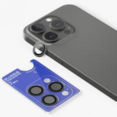 BLUEO Blueo Sapphire Crystal Ochrana objektívu fotoaparátu z nehrdzavejúcej ocele, čierna - iPhone 15 Pro