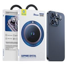 BLUEO Blueo Sapphire Crystal Ochrana objektívu fotoaparátu z nehrdzavejúcej ocele, modrá - iPhone 15 Pro