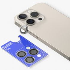 BLUEO Blueo Sapphire Crystal Ochrana objektívu fotoaparátu z nehrdzavejúcej ocele, sivá - iPhone 15 Pro Max
