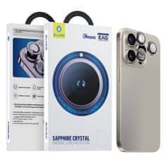 BLUEO Blueo Sapphire Crystal Ochrana objektívu fotoaparátu z nehrdzavejúcej ocele, sivá - iPhone 15 Pro Max