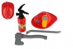 Teddies Sada hasič helma, hasičský prístroj + doplnky plast 30cm