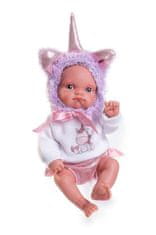 Antonio Juan 85105-2 Jednorožec fialový realistická bábika bábätko s celovinylovým telom 21 cm