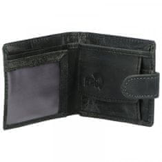 Buffalo Wild Módna pánska menšia kožená peňaženka Drupo, čierna
