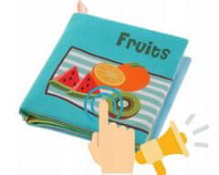 BOCIOLAND Měkká, šustící, kontrastní knížka pískací - Fruits