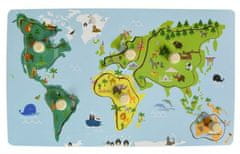 Adam toys Edukační vkládačka s úchyty - Mapa Světa, Adam Toys