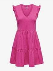 ONLY Tmavo ružové dámske basic šaty ONLY May XS